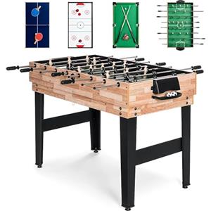 FCOUMY 4 in 1 tavolo multi gioco, tavolo da gioco sportivo combinato per bambini tavolo da biliardo,biliardino,tavolo da ping pong,air hockey con tutti gli accessori grande regalo per i bambini