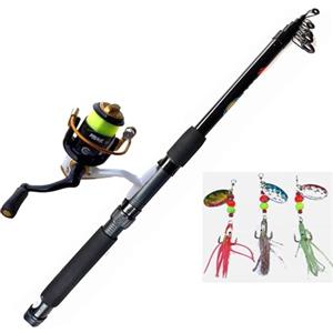 Generico Canna Da Pesca Spinning Fondo Trota Mare Con Mulinello Combo Kit Artificiali Travel