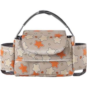 Hiseng Borsa Organizer per Passeggino, PU Universale Portatile Borsa Passeggino Organizer, Tracolla, Grande Capacità, Scomparti Multipli, Borsa Fasciatoio per Carrozzina (Stella,35x15x11cm)
