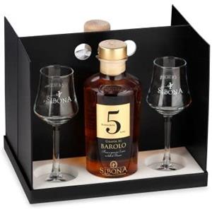 Zeus Party Cofanetto Regalo -SIBONA- con 1 Bottiglia di Grappa Riserva Barolo invecchiata 5 anni + 1 Bottiglia di Grappa Riserva Botti ex Tennesse Whisky + 4 Bicchieri d Degustazione