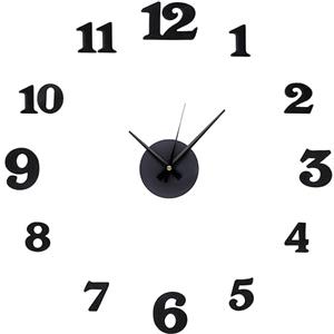 MPM Quality MPM Orologio da parete nero fai da te di qualità, orologio da parete adesivo fai da te, nero, design originale, numeri in schiuma con superficie lucida, elegante decorazione per soggiorno, camera da