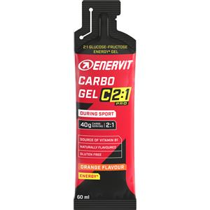 Enervit Carbo Gel C2:1 PRO Gusto Arancia 60 ml - Gel Energetico con 40g di Carboidrati, Zero Grassi e Gluten Free