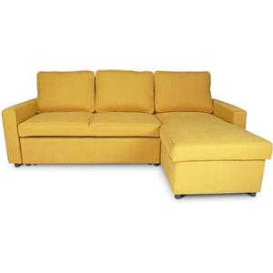 SAMIRA Divano letto angolare con contenitore, divano con chaise longue giallo mod. Kennedy