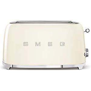 Smeg, Tostapane 2x4 TSF02CREU, 2 Scomparti per 4 fette, 6 Livelli di Doratura, Funzione Riscaldamento, Scongelamento e Bagel, Espulsione Automatica del Pane, Cassetto Raccoglibriciole, 1500W, Panna