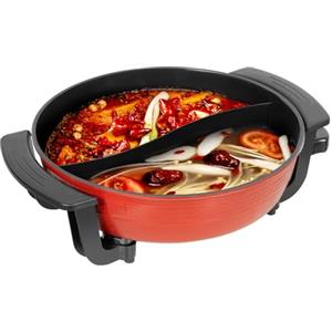 ROGONPDK Pentola elettrica da 1360 W, Yin Yang Hotpot, 6 l, multifunzione, con 5 controllo intelligente della temperatura, per feste di famiglia, ristoranti
