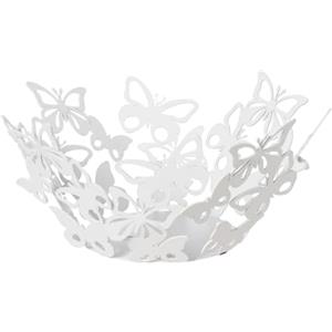 Arti & Mestieri Farfalloso - Centrotavola Piccolo in Ferro con Design Elegante e Farfalle Traforate, 31 x 12h cm, Bianco Marmo