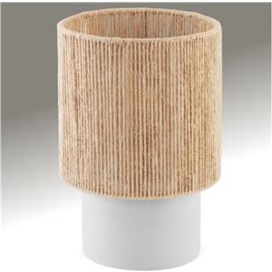 tectake® Lampada Da Tavolo, Lampada Da Scrivania, Lampade da Comodino In Juta, Abat Jour con accenti Luminosi Stile Boho, 60W, E27, Paralume Struttura in Acciaio, Base In Cemento - Ø 20,5 x 30,5 cm
