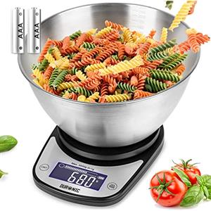 Duronic KS5000 BK/SS Bilancia da Cucina 5 kg Bilancia elettronica con | 5 L in acciaio inox, Bilancia Alimentare casa e cucina con display retroilluminato 1 g/5 kg Funzione Tare, da tavolo