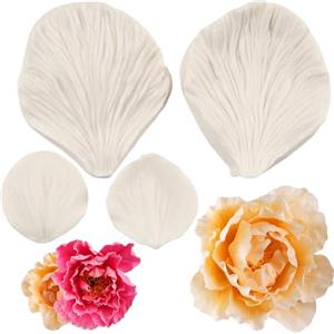 FCKEMLDS Gumpaste - Set di 2 stampi in silicone a forma di fiore di peonia con venature a forma di peonia, per decorazioni di torte, cupcake, cioccolato, caramelle, argilla polimerica