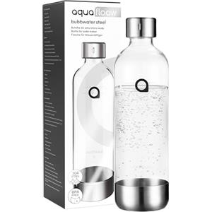 Aquafloow Bottiglia per Gasatore d'Acqua, Bottiglia in Plastica Senza BPA da 0,8 L con Base in Acciaio Inox, Flacone Riutilizzabile per Acqua Frizzante, Ideale per Carbonatore