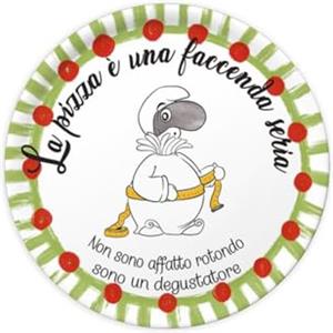 Rose & Tulipani Piatto Pizza ChePizza in Porcellana con Pulcinella - 31cm/32cm, Design Divertente e Varianti Colorate
