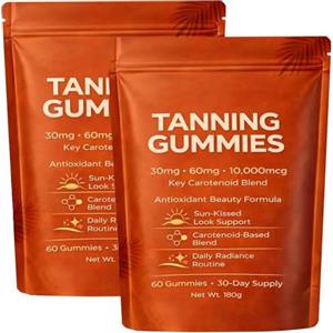 Qklovni 2026 Nuove Gomme Abbronzanti, Gomme Abbronzanti Abbronzatura Veloce Senza Sole, Astaxantina, Miscela di Betacarotene e Licopene con Vitamine C ed E, Migliorano il Tono Naturale della Pelle (2 pezzi)