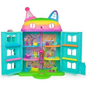 Gabby's Dollhouse - Casa delle Bambole a Tema Festa con 15 Pezzi, Effetti Sonori e Gat-ascensore, Alta 60 cm, per Bambini dai 3 Anni