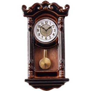 JISADER 1/12 Modello in Miniatura in Miniatura Orologio Romano Orologio da Parete Vintage Mini Pendolo Orologio per Decorazioni del Paesaggio Micro Paesaggio, Campana Piatta