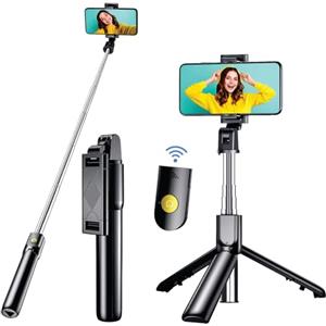 ZISONIX Asta Selfie Bluetooth 3 in 1 Mini Treppiede Smartphone Monopiede Stick Telescopico con Telecomando Materiale Lega di Alluminio per iPhone 15 14 13 12 11 Pro Max/XS/XR/X/8 Samsung, Huawei