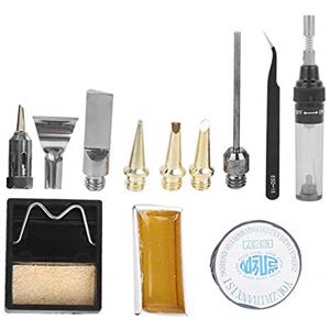 Fafeicy Saldatore a gas portatile, temperatura regolabile 8 ml | punta placcata antiusura, per riparazioni e pirografia, compatibile con butano, kit con accessori