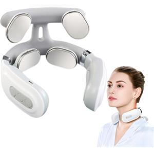 MEIION vertaline cervirest Massaggiatore Elettrico Cervicale Collo - 9 Livelli, Ricaricabile, Terapia Calore, 4 Teste, Adatto a Casa e Ufficio