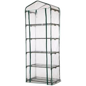 Generic portatile per piante - Struttura autoportante per serra, 4 ripiani su mensola, recinzione trasparente in PVC, unità verticale compatta per piantine all'aperto balcone