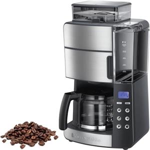 Russell Hobbs Macchina Caffé Americano con Macinacaffé Integrato - Timer digitale, Filtro per Estrazione e Aroma ottimali - Caraffa in Vetro; Max 10 tazze, 3 livelli di Macinatura, Grind&Brew 25610-56