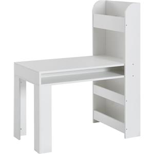 FineBuy Scrivania per Bambini 90x50x110 cm Bianca con Scaffale | tavolo da disegno per il cameretta con vano contenitore per carta e penne, scrivania da studente per bambini e bambine