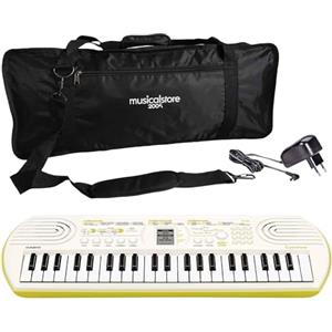 MusicalStore2005 Kit Mini Tastiera Scolastica SA-80 Bianca: Include Tastiera Mini 44 Tasti con 100 Toni e 50 Ritmi, Custodia Protettiva Versatile e Alimentatore Compatibile by MusicalStore2005