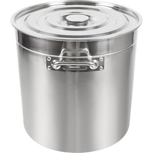 Qussse Pentola da 50 litri per gastronomia, in acciaio inox, con coperchio per fornelli a gas elettrici, a induzione