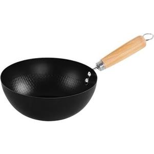 QOXEZY Padella antiaderente con fondo piatto e wok, compatibile con tutti i tipi di stufe, resistente per un uso duraturo in cucina, facile da pulire (22 cm)