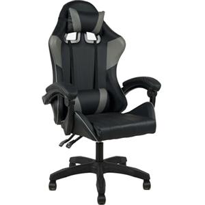 IlGruppone Sedia Gaming Professionale Similpelle Reclinabile con Braccioli Poltrona Ufficio Regolabile in Altezza Pistone Gas,Cuscino Poggiatesta E Lombare Gamer -Grigio