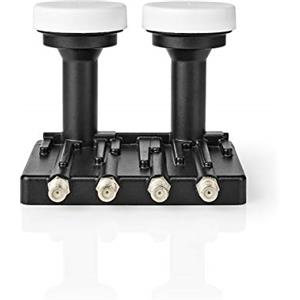 NEDIS LNB - Monoblocco quadruplo 6.0 ° - Connessione d'uscita: 4x connettore a F. - frequenza di cifre del rumore: 0.85 dB - Guadagno di conversione: 52-67 dB - Nero - Adatto per: Astra+ / Hotbird
