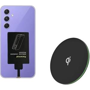 Razanmo Ricevitore di ricarica wireless esterno tipo C 7,5 W compatibile con il telefono Samsung Galaxy A54 A34 A24 A14 5G con caricatore Qi