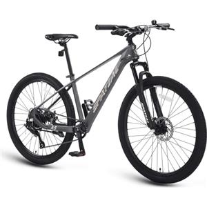SPATIAL Mountain Bike, bici da ciclismo da esterno da 24/26/27,5/29 pollici, 21/8 velocità | Doppi freni a disco, sedile ergonomico regolabile per uomini, donne (Argento, 27.5 Pollici)