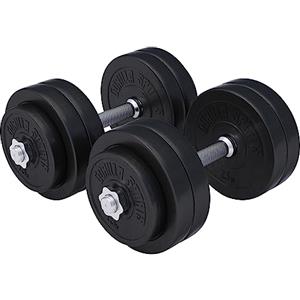GORILLA SPORTS® Set di Manubri - Coppia, Dischi Pesi 20kg/30 kg, con Bilanciere Ø 30mm, 2 Chiusura a Stella, Rivestiti in Plastica, Nero - Pesi Regolabili Palestra, Fitness Dumbbell, Allenamento, Casa