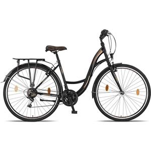 Licorne Bike Licorne Bicicletta olandese Stella Bike, city bike da 24,26 e 28 pollici, adatta sia a uomini che a donne, con cambio Shimano a 21 marce, Donna, Nero , 28