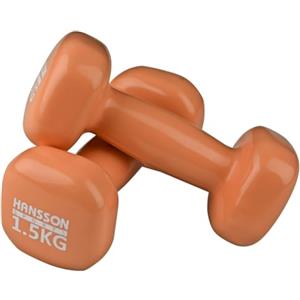 Hansson.Sports Hansson Sports® Set di 2 manubri in vinile, 0,5-5,0 kg, diversi pesi e colori a scelta (2 x 1,5 kg di albicoca)