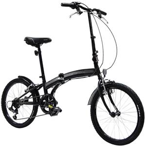 B4C Bici Pieghevole Cambio 6 velocità, Ruote 20, Nero Opaco, Leggera, Occupa Poco Spazio