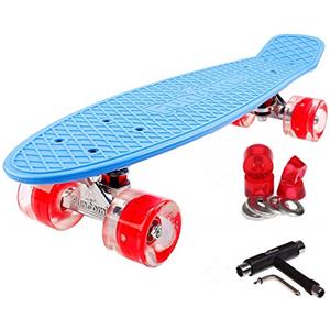 funtomia Mini-Board 57 cm Skateboard con o senza LED con alluminio Truck e ABEC 9 Cuscinetti a sfera in diversi colori a scelta