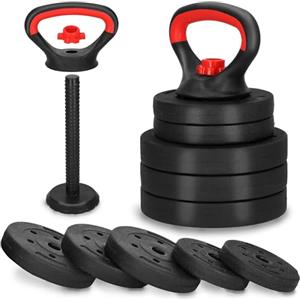 SPRINGOS Kettlebell regolabile da 10 kg con pesi bituminosi, manubri di volano, efficaci dischi kettlebell, chiusure stabili
