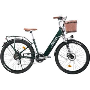 cysum cityrun bici elettrica, 26'' pedalata assistita Bicicletta Elettrica, City E-bike per adulti uomo donna, 250W motore 25km/h, 36v 360WH batteria al litio, gamma 80KM, lcd dispaly (verde)
