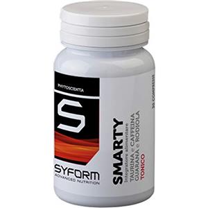 SYFORM SMARTY INTEGRATORE ALIMENTARE, Taurina e Caffeina, Guaranà e Rodiola. Adrenalina pura, tono, energia e concentrazione. per sport, palestra, allenamento muscolatura (30 Compresse)