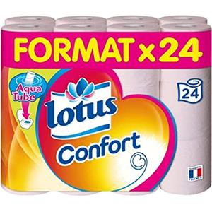 Lotus, Carta igienica Comfort con rotolo biodegradabile gettabile nel WC Aqua Tube, 24 pz.
