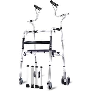 RNNTK Deambulatore per Anziani o Disabili,Girello Ascellare Altezza Regolabile,Deambulatore Ascellare Pieghevole e Regolabile in Altezza,Girello per Anziani con Seduta(A)