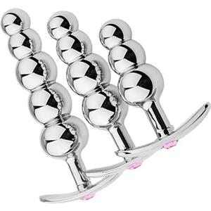 FJUJMLAN Plug anale in acciaio inossidabile 3 perline/4 perline/5 perline Plug anale Plug anale in metallo Dilatatore anale Palline anali Buttpluck Massaggio prostatico Stimolatore Bondage SM Giocattolo(S)