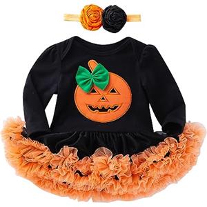Generico Vestito Costume Strega, Neonato Ringraziamento Bodysuit con Cappello, Gonna Tutu, Neonato Romper Dress Bow Tutu Costume Carnevale Bambino