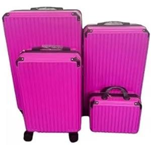 Generico SET DI 4 PEZZI DI VALIGIE DI COLORE ROSA, VALIGIE DA VIAGGIO MULTIFUNZIONALI, TROLLEY RIGIDI (BAGAGLIO 20)