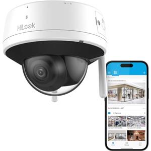 HiLook by Hikvision Telecamera per esterni WiFi 4MP 2560×1440 con visione notturna fino a 30 m, resistente alle intemperie, IP66, slot per schede SD, controllo app, per uso esterno visibile