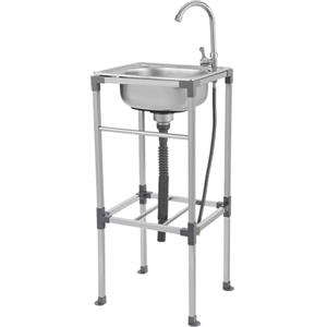 HarBin-Star Lavabo indipendente in acciaio inox, lavandino da cucina mobile con rubinetto, per esterni, cortile, garage, campeggio (42 x 37 x 83 cm)