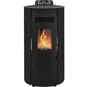 STUFE A PELLET ITALIA Boston 9 KW - Stufa ad Aria Ventilata Efficienza 91% Scalda 80m² Autonomia 21H Programmabile 5 Velocità e Potenze Garanzia 24 Mesi Nero