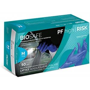 Rays Biosafe High Risk, Guanti in lattice, Senza Polvere, Blu, Taglia L, Confezione da 50 pezzi