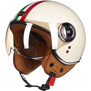 RIKCAT Casco moto 3/4, casco jet mezzo casco omologato DOT/ECE con visiera parasole stile retrò vintage per casco moto Vespa per uomo, donna, adolescente I,L.