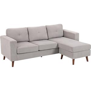 HOMCOM Divano angolare reversibile in velluto a coste, 192 cm, divano modulare a L a 3 posti con chaise longue, struttura in acciaio, design moderno, per soggiorno, appartamento, piccoli spazi,